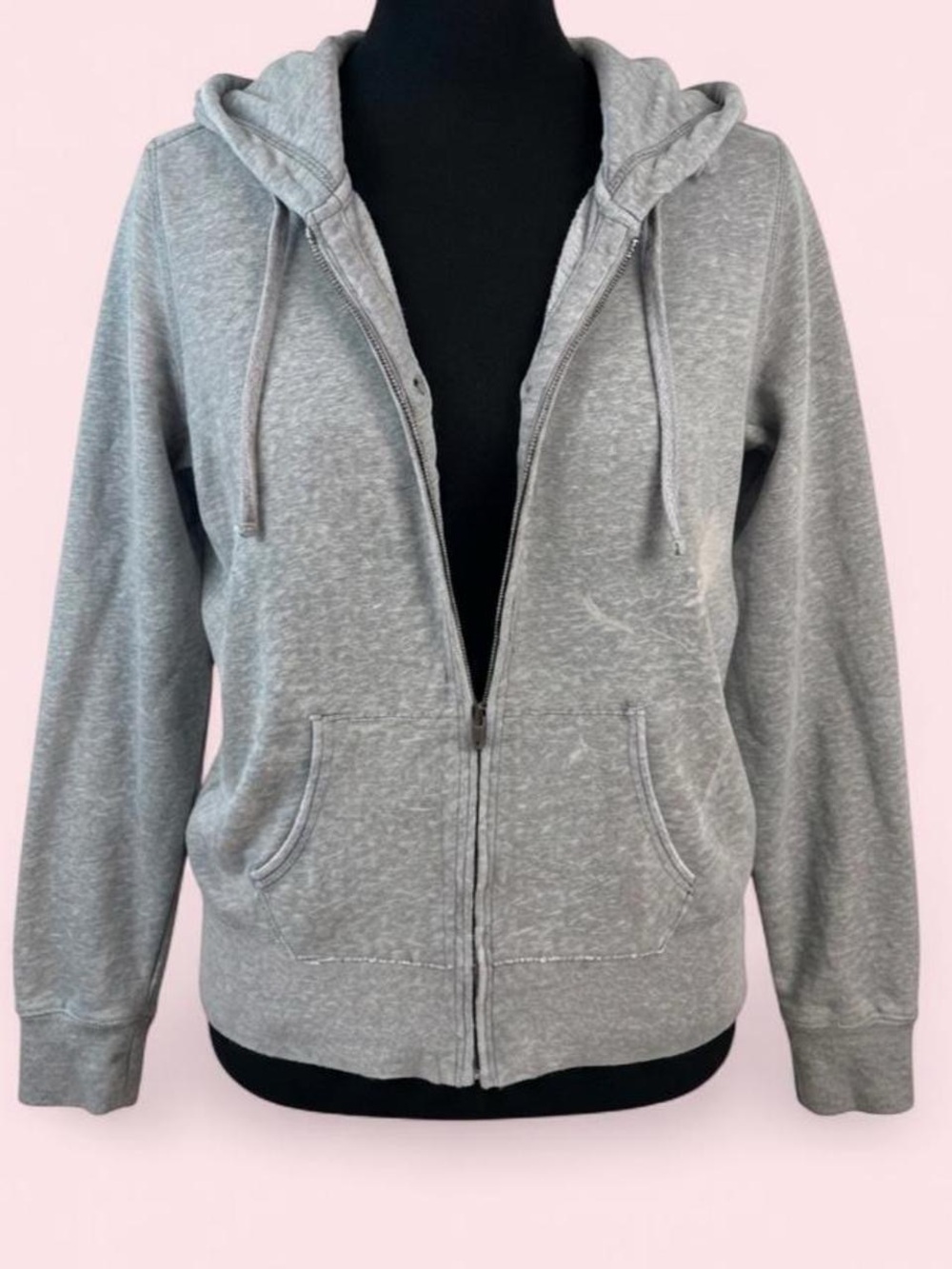 Vintage AE Full Zip Hoodie Grey Grunge Bleach Distressed L/XL